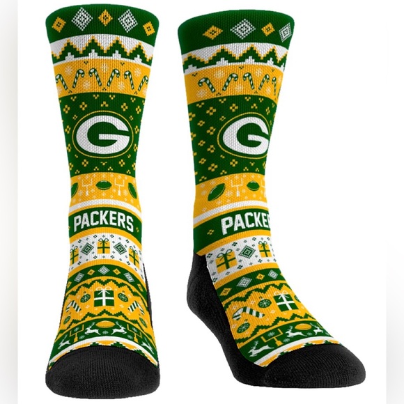 Green Bay Packers Tacky Ugly Sweater Socks Sz. Men’s L/LX 9-13 - Picture 1 of 1